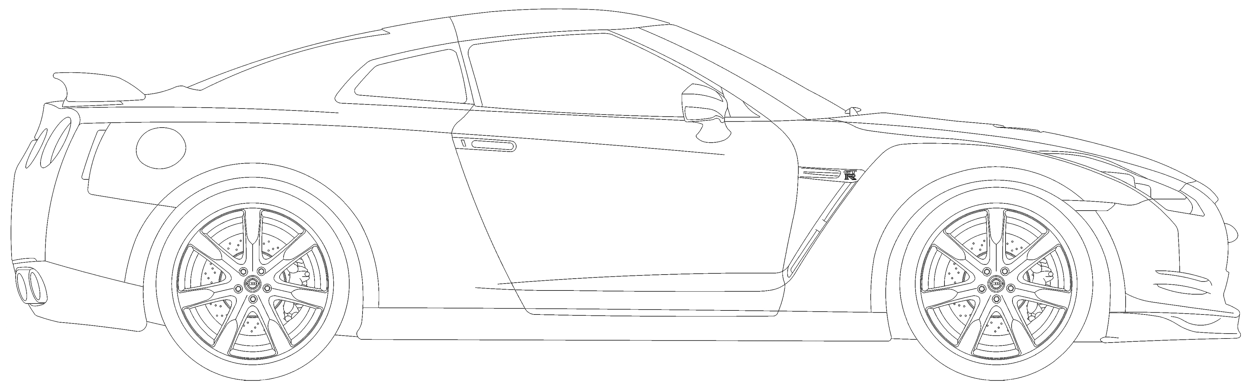 Line Drawing Nissan Gtr : Car blueprints nissan gt r vector