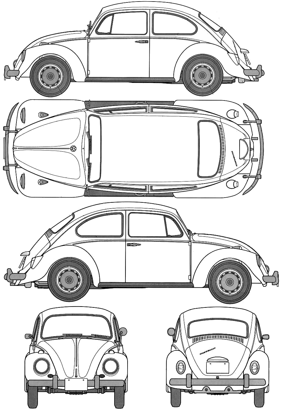 Line Drawing Vw Beetle : Car blueprints volkswagen beetle type